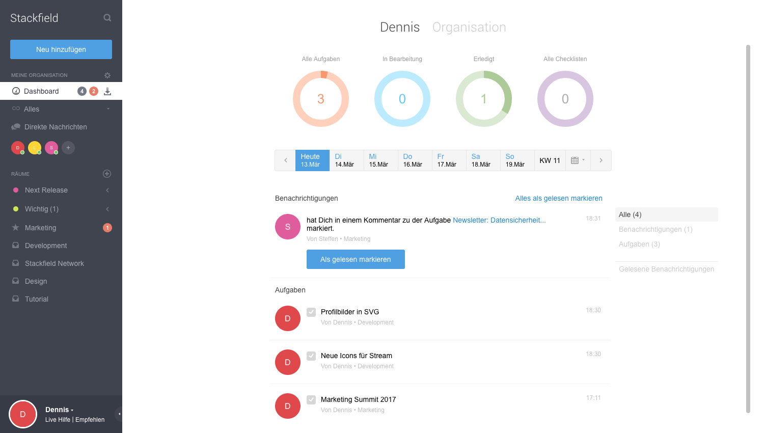 Stackfield Dashboard